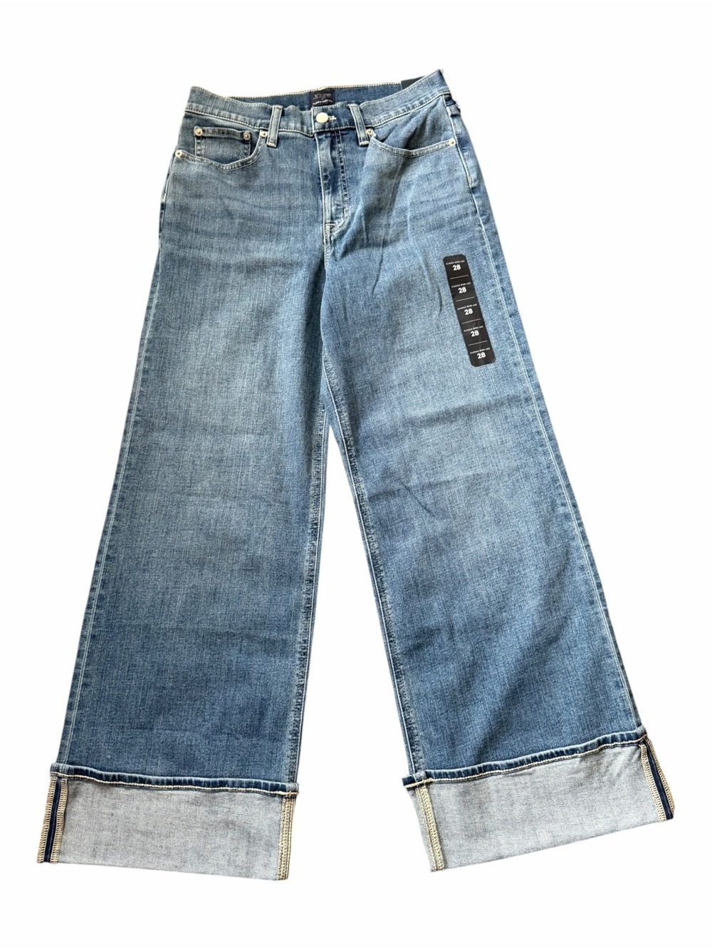 J. Crew Factory Classic Wide Leg Cuffed Jean Women’s Size 28 NEW Blue Jeans - Picture 3 of 13